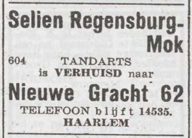 Advertentie van tandarts Selien Regensburg-Mok