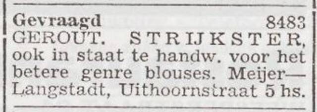 Advertentie 'personeel gevraagd' van Anneliese Meijer-Langstadt