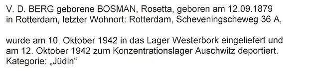 Aanvullende informatie van International Tracing Service (ITS) dd 07-08-2012 over Rosetta van den Berg-Bosman