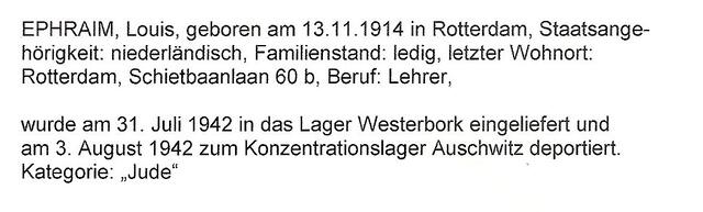 Aanvullende informatie van International Tracing Service (ITS) dd 07-08-2012 over Louis Ephraim geboren 13-11-1914