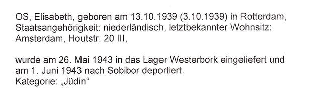 Aanvullende informatie van International Tracing Service (ITS) dd 08-08-2012 over Elisabeth Os geboren 13-10-1939