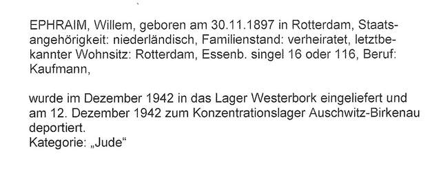 Aanvullende informatie van International Tracing Service (ITS) dd 10-08-2012 over Willem Ephraim geboren 30-11-1897