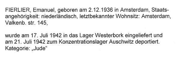Aanvullende informatie van International Tracing Service (ITS) dd 10-08-2012 over Emanuel Fierlier geboren 02-12-1936