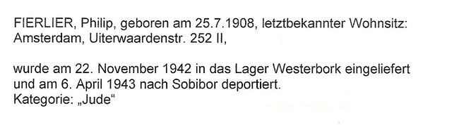 Aanvullende informatie van International Tracing Service (ITS) dd 3-08-2012 over Philip Fierlier geboren 25-07-1908
