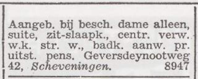Advertentie 'te huur aangeboden' van Jeanette Rosina de Leeuw
