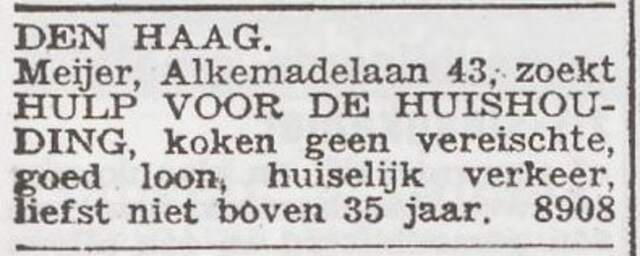 Advertentie 'personeel gevraagd' van Saartje Meijer-Philips