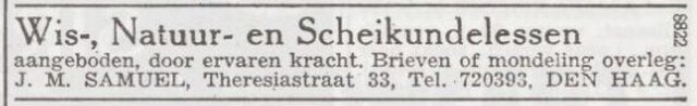 Advertentie van iemand uit het gezin Aron Samuel