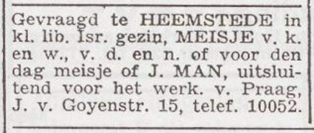 Advertentie 'personeel gevraagd' van Simon van Praag
