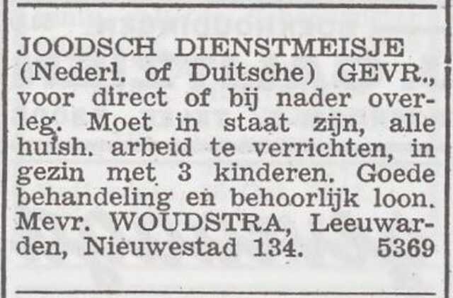 Advertentie 'personeel gevraagd' van Esther Woudstra-Veerman