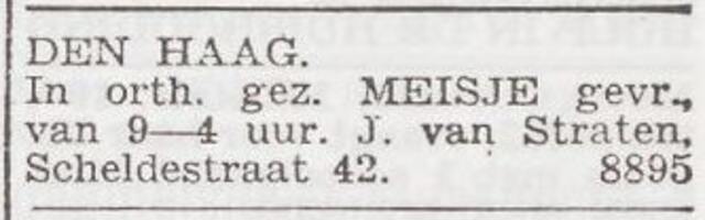 Advertentie 'personeel gevraagd' van Joseph Izak van Straten