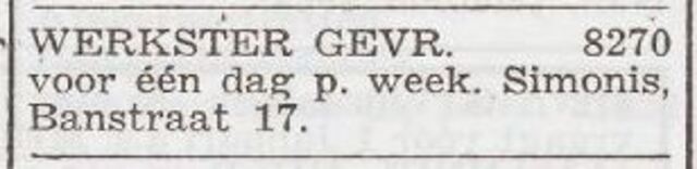 Advertentie 'personeel gevraagd' van Anselm en Selma Simonis