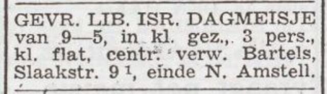 Advertentie 'personeel gevraagd' van Louis en Adèle Bartels