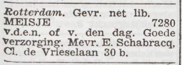 Advertentie 'personeel gevraagd' van Elisabeth Schabracq-Polack
