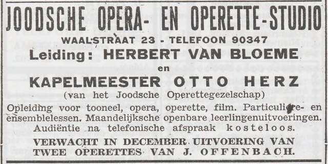 Uitvoering operettte o.l.v. Herbert van Bloeme en Otto Herz