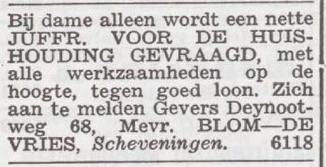 Advertentie 'personeel gevraagd' van Sara Blom-de Vries