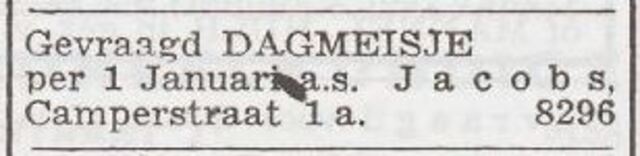 Advertentie 'personeel gevraagd' van het gezin Philip Jacobs