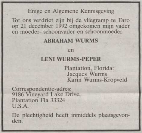Abraham Wurms NIW 08-01-1993