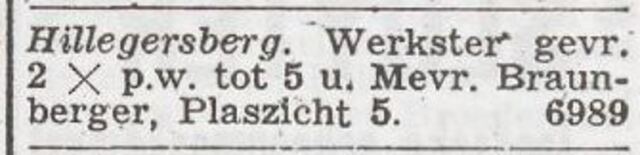 Advertentie 'personeel gevraagd' van Elisabeth Braunberger