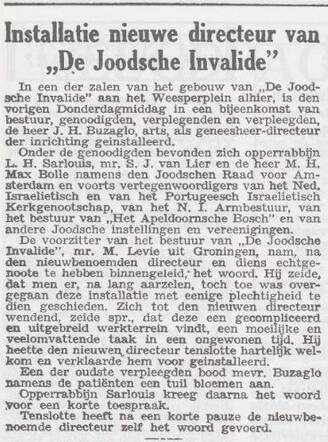 Installatie van dr. Jacques H. Buzaglo als directeur