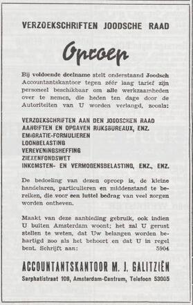 Oproep van accountant Michel Joseph Galitziën
