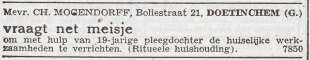 Advertentie 'personeel gevraagd' van Reintje Mogendorff-van der Horst