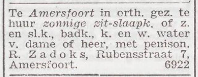 Advertentie 'te huur aangeboden' van Rachel Zadoks
