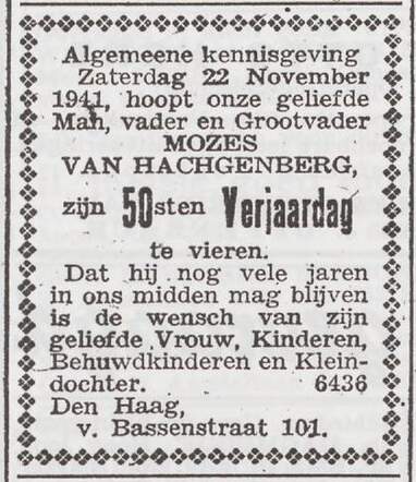 Viering van de 50ste verjaardag van Mozes van Hachgenberg