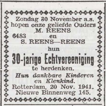 Viering van het 30-jarige huwelijksfeest van Machiel en Sara Reens