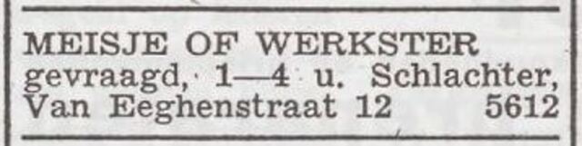 Advertentie 'personeel gevraagd' van het gezin Jenkel Schlachter