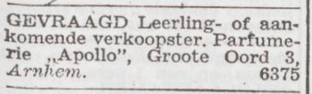 Advertentie 'personeel gevraagd' van Jacob Hoffmann