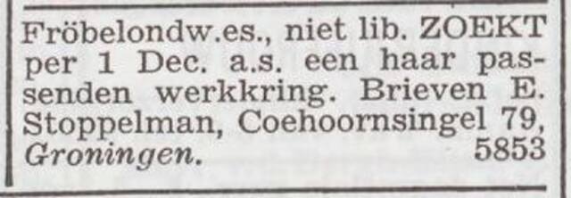 Advertentie 'personeel aangeboden' van Engeltje Stoppelman
