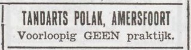 Advertentie van tandarts Siegfried David Polak