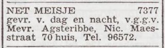 Advertentie 'personeel gevraagd' van Maria Agsteribbe-de Groot