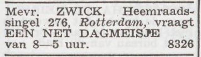 Advertentie 'personeel gevraagd' van Adelheid Zwick-Stern