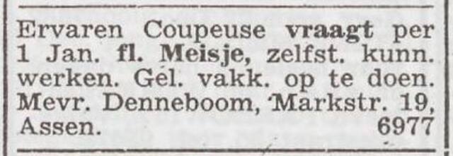 Advertentie 'personeel gevraagd' van Naatje Denneboom-Nathans