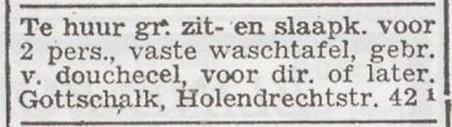Advertentie 'te huur aangeboden'  van Ida Gottschalk