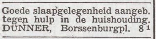 Advertentie 'te huur aangeboden' van Moses Dünner