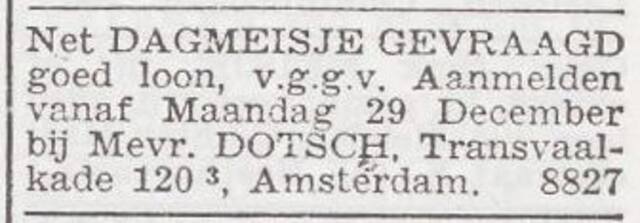 Advertentie 'personeel gevraagd' van Marianna Dotsch