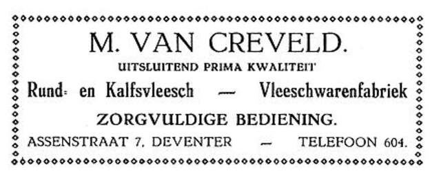 advertentie slagerij M. van Creveld