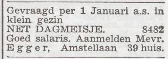Advertentie 'personeel gevraagd' van Marianna Egger-van Horst