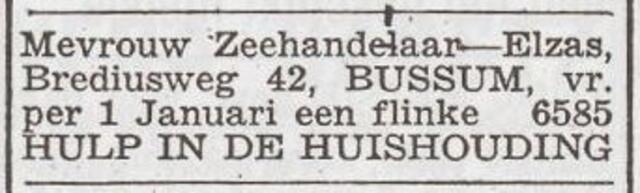 Advertentie 'personeel gevraagd' van Ronetta Zeehandelaar-Elzas