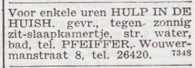Advertentie 'personeel gevraagd' van Salomon Pfeiffer