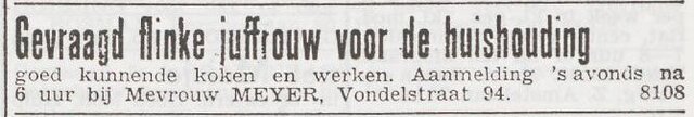 Advertentie 'personeel gevraagd' van Flora Meijer-Carels