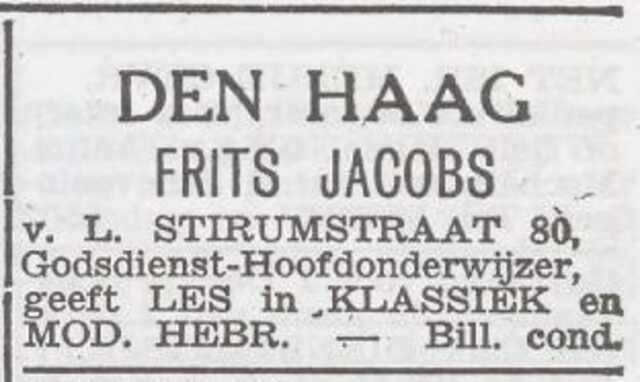 Advertentie van Frits Jacobs