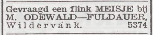 Advertentie 'personeel gevraagd' van Mietje Odewald-Fuldauer