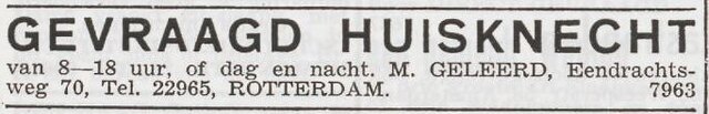 Advertentie 'personeel gevraagd' van Mozes Geleerd