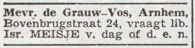 Advertentie 'personeel gevraagd' van Elisabeth de Grauw-Vos