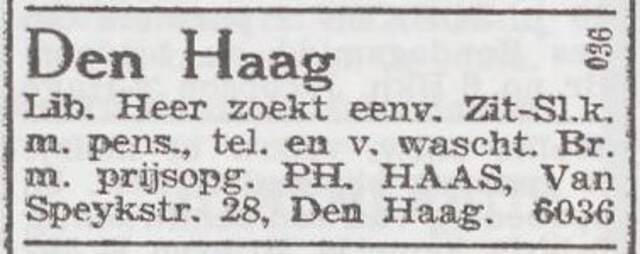 Advertentie 'te huur aangeboden' van Philip Haas