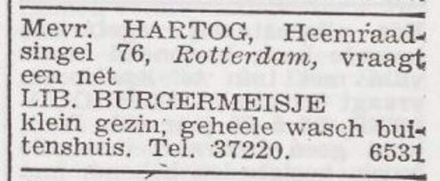 Advertentie 'personeel gevraagd' van Marianne Hartog-Jacobs