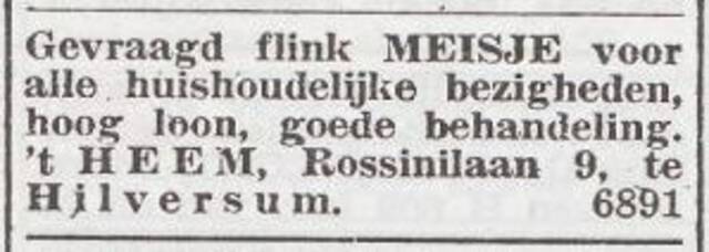 Advertentie 'personeel gevraagd' van bewoners 't Heem